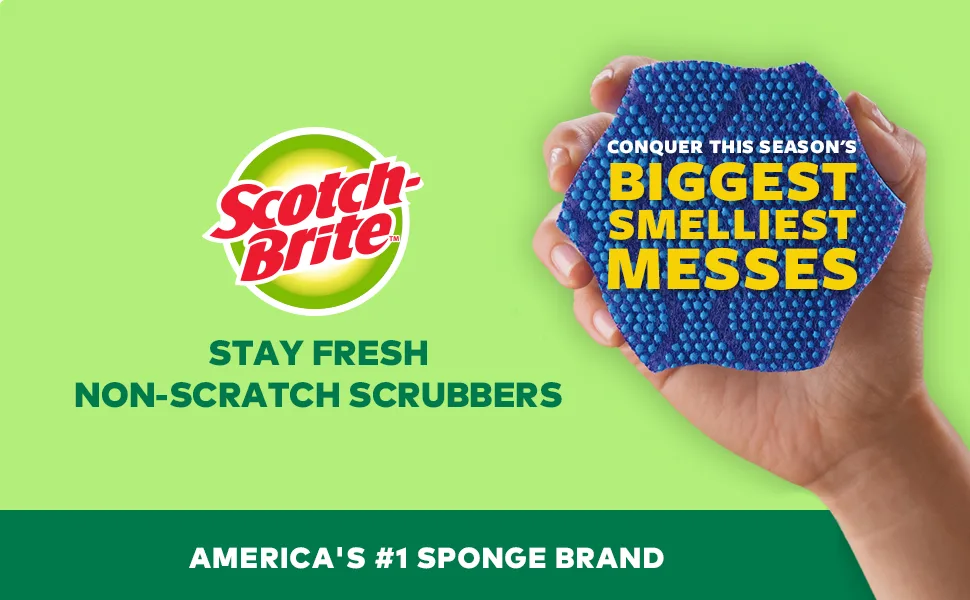Scotch-Brite Scrub Dots Advanced Non-Scratch Scrubbers, 2 Scrub Sponges 2 Scrub Sponges Non-Scratch - Scotch-brite Stay Fresh Scrubbers