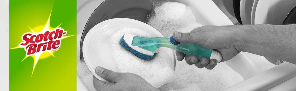 Scotch-Brite Non-Scratch Dishwand, Scrubber for Cleaning Kitchen, Bathroom, and Household, Non-Scratch Dish Scrubber Safe for Non-Stick Cookware, 1 Dishwand - Scotch-Brite Non-Scratch Dishwand