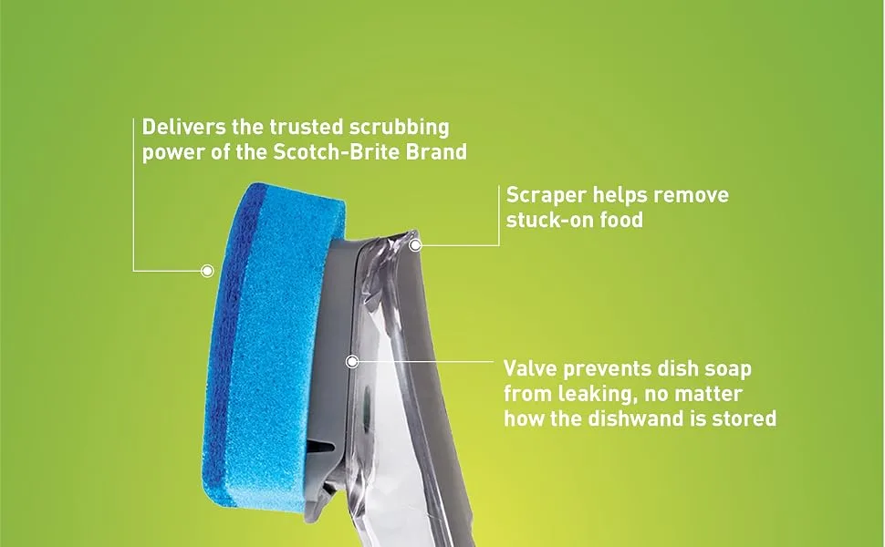 Scotch-Brite Non-Scratch Advanced Soap Control Dishwand, Leak-Free Guarantee, Long Lasting and Reusable - Advanced Dishwand Features