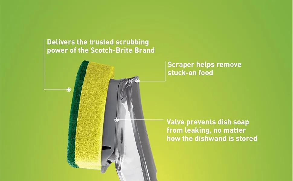 Scotch-Brite Heavy Duty Advanced Soap Control Dishwand, Control Soap With A Button, Keep Your Hands Out Of Dirty Water, Long Lasting and Reusable - Scotch-Brite Dishwand Heavy Duty Refill