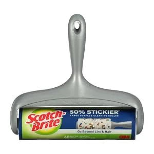 Scotch-Brite 50% Stickier Large Surface Lint Roller, Works Great On Pet Hair, 60 Sheets 1 Roller - large surface lint roller