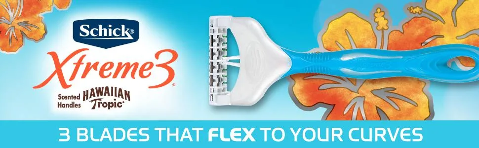 Schick Xtreme 3 Disposable Razors for Women with Hawaiian Tropic Scented Handles, 4 Count (Pack of 2) - product information 1