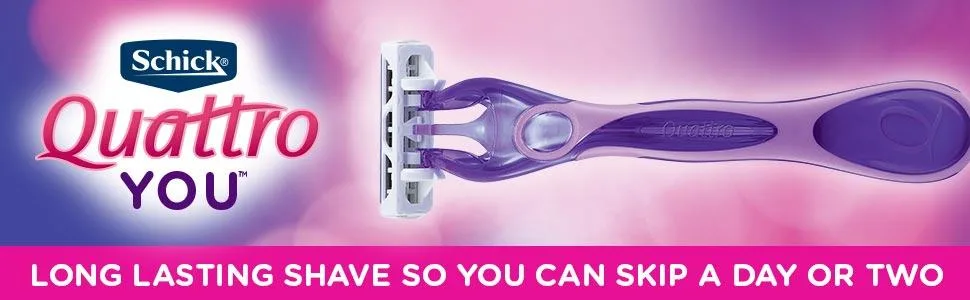 Schick Quattro You Exotic Violet Blooms Disposable Razor for Women, 4count (W300640400) - product information 1