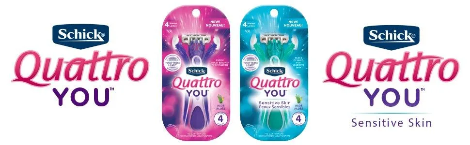 Schick Quattro You Exotic Violet Blooms Disposable Razor for Women, 4count (W300640400) - product information 5