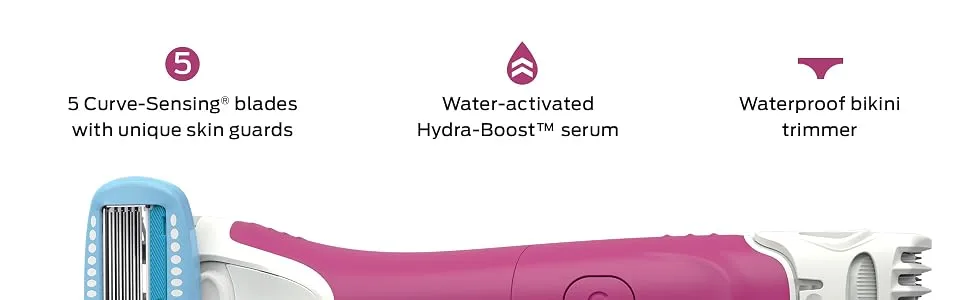 Schick Hydro Silk TrimStyle Moisturizing Razor for Women with Bikini Trimmer and 3 Refills - Schick Hydro Silk trimstyle bikini trimmer Razor for Women legs underarms Venus Gillette smooth
