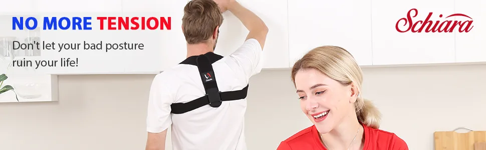 Schiara Posture Corrector for Men and Women, Comfortable Upper and Back Brace, Adjustable Back Straightener Support for Back, Shoulder & Neck - 01 Posture corrector