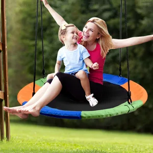 Saucer Tree Swing for Kids, 40 Inch Tree Swing with Hanging Straps Kit Holds, Tree Protector and Adjustable Straps, Tree Disc Swing for Kids Outdoor Blue - playground swing