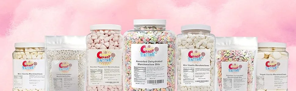 Sarah's Candy Factory Vanilla Mini Dehydrated Marshmallow Bits in Resealable Bag, 1lb 1 Pound (Pack of 1) - Banner Marshmallow