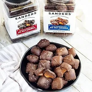 Sanders Dark Chocolate Sea Salt Caramels, Kettle Cooked Caramel Covered in Dark Chocolate, 28 oz Gift Tub - product information 2