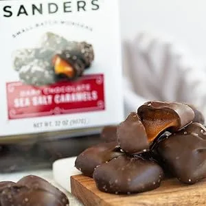 Sanders Dark Chocolate Sea Salt Caramels, Kettle Cooked Caramel Covered in Dark Chocolate, 28 oz Gift Tub - product information 4