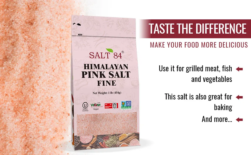 SALT 84 Himalayan Chef Pink Salt, Fine Grain, 1 Pound (Pack of 1) - bath salt