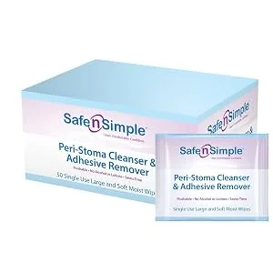 Safe n' Simple Adhesive Remover Wipes, Large, Individually Wrapped Wipes, 50 Count (Pack of 1) - SNS00505