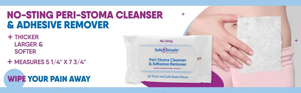 Safe n' Simple Adhesive Remover Wipes, Flushable & Easy to Use No-Sting Skin Prep Wipes, 50 x Alcohol -Free Wipes - adhesive remover wipes