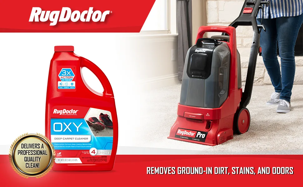 Rug Doctor Triple-Action Oxy Carpet Cleaner Deep Cleans, Deodorizes, and Refreshes Carpet & Upholstery, 96 oz., Daybreak Scent, Professional-Grade - 3X Oxy Cleaner