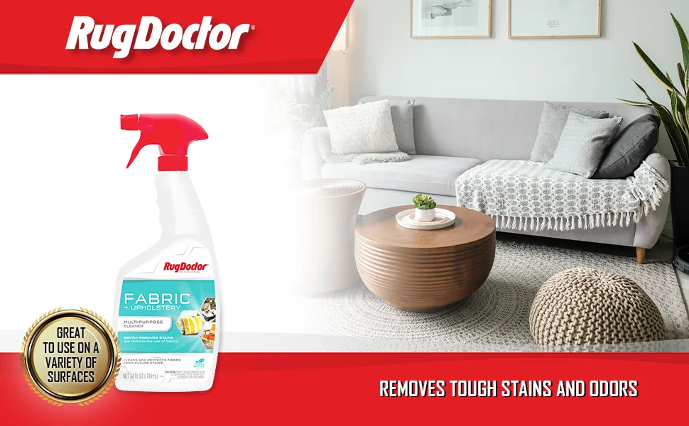Rug Doctor Fabric + Upholstery Multipurpose Cleaner, 24 oz. Ready-To-Use Spray Bottle, Fabric Cleaner Formula, Gently Removes Tough Stains - Fabric and Upholstery