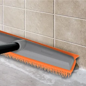 Rubber Broom Carpet Rake Pet Hair Remover Broom with Squeegee Extension Push Broom for Carpet Hardwood Floor Tile Windows Cleaning - rubber broom