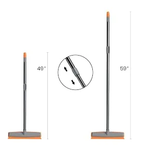 Rubber Broom Carpet Rake Pet Hair Remover Broom with Squeegee Extension Push Broom for Carpet Hardwood Floor Tile Windows Cleaning - ruuber broom
