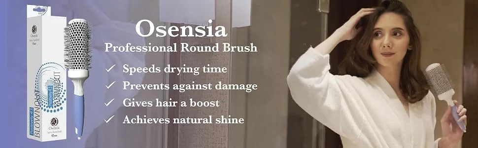 Round Brush for Blow Drying - Medium Ceramic Ionic Thermal Barrel Brush for Precise Styling and Volume - Lightweight Round Hair Brush for Smooth, Manageable Hair (1.7 Inch) (Not Electrical) - Osensia Professional Round Brush