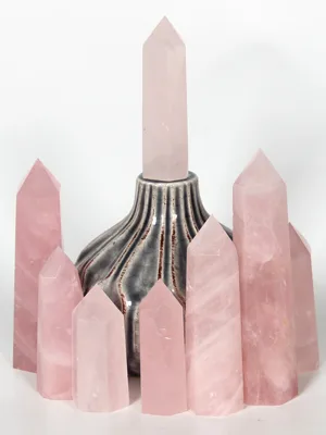 Rose Quartz Crystal Wands-2 Pcs 3.5''-3.9'' Rose Quartz Wands, Rose Quartz Healing Crystal and Stones, Gift Box Packaging Rose Quartz 3.5''-3.9''(9-10cm) - Rose Quartz crystal wand