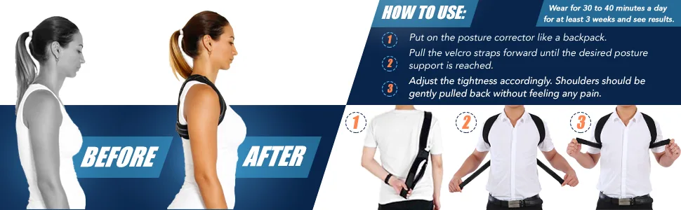 Posture Corrector- Adjustable Posture Brace Clavicle Neck and Back Support - Effective And Comfortable Back Straightener -Upper Back Brace - Spine Support - Back Posture Corrector For Women & Men - product information 12