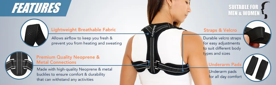 Posture Corrector- Adjustable Posture Brace Clavicle Neck and Back Support - Effective And Comfortable Back Straightener -Upper Back Brace - Spine Support - Back Posture Corrector For Women & Men - product information 13