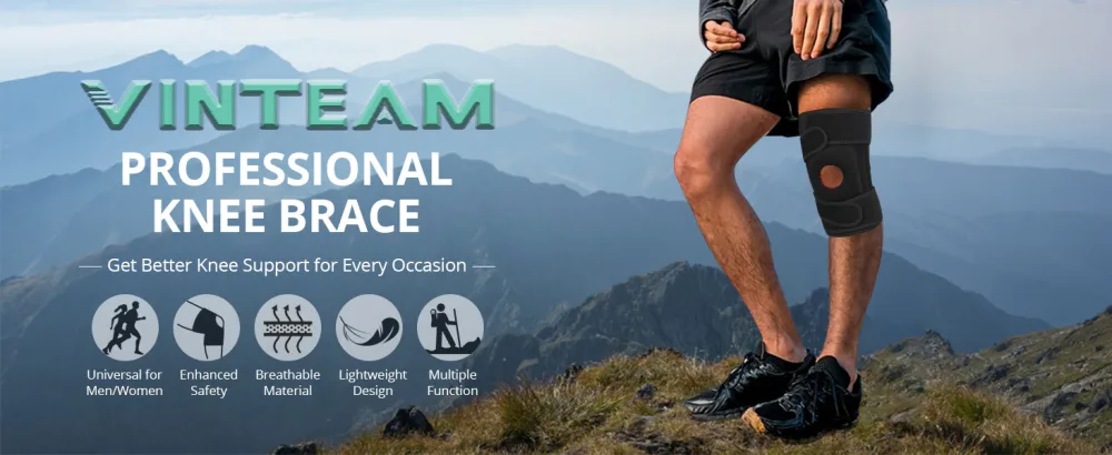 VINTEAM Knee Brace Support for Men & Women - Adjustable Knee Strap Compression Neoprene Universal Size (30-50cm) - Knee Brace