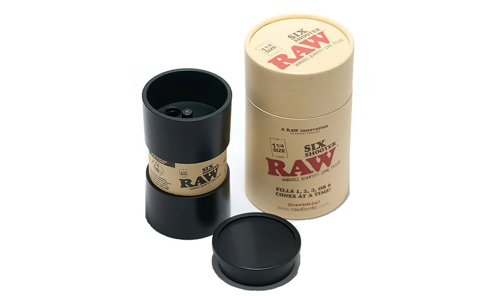 RAW Six Shooter for 1 1/4 Size - Cone Loader for 1,2,3 or 6 Cones | Easily Fill Pre Rolled Cones Rolling Papers Quickly No Expertise Required - raw six shooter 1.25 rolling machine cigarette prerolled loading cone loader 1 1/4 dogwalker