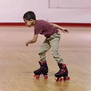 Roller Derby Track Star Adjustable Roller Skates for Beginners, Boys & Girls Black/Red Large (3-6) - Trac Star in action