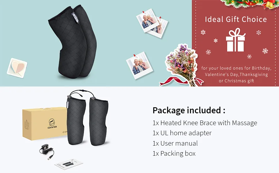 COMFIER Knee Massager with Heat Vibration Heating Pad for Knee Knee Heating Pad for Relief Leg Massager Heated Knee Brace Wrap for Stress Relief - heated knee brace