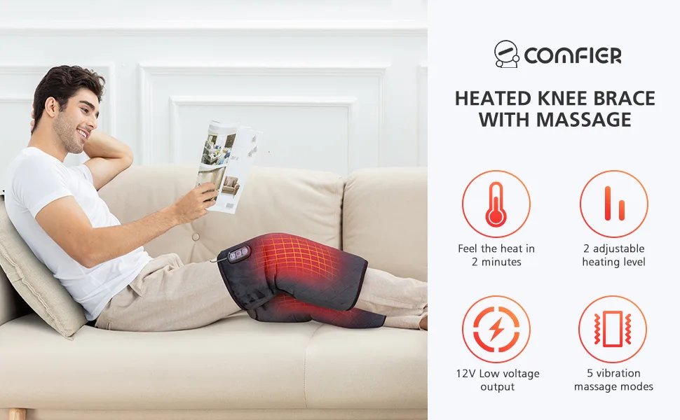 COMFIER Knee Massager with Heat Vibration Heating Pad for Knee Knee Heating Pad for Relief Leg Massager Heated Knee Brace Wrap for Stress Relief - knee massager