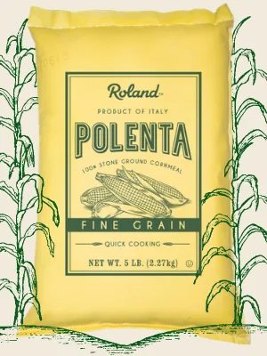 Roland Polenta, Medium Grain, 5 Pound - corn grits mill Italian instant yellow roland polenta quick cornmeal bulk quick fine course grain