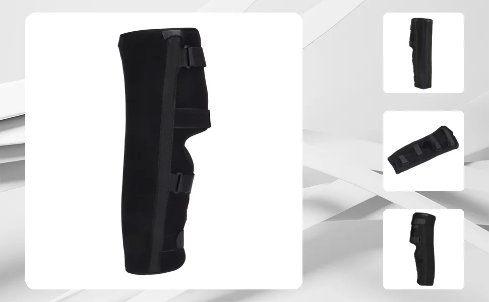 Knee Brace Knee Immobilizer Comfortable Knee Support Splint Brace Compression Knee Sleeve with Four Straps (S) - 1411210561311-1