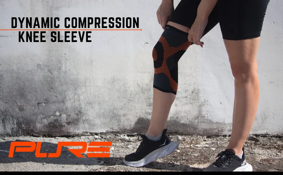 Knee Compression Sleeve Support Stabilizer - Knee Pain Relief for Men Women (Medium Black-Grey-Orange) Medium Black-Grey-Orange - compression knee brace sleeve