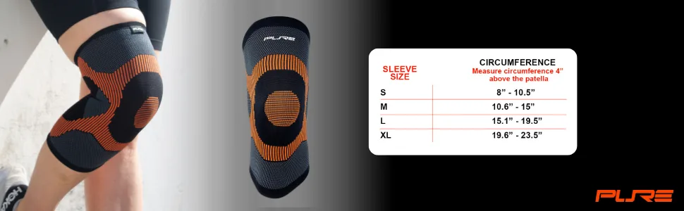 Knee Compression Sleeve Support Stabilizer - Knee Pain Relief for Men Women (Medium Black-Grey-Orange) Medium Black-Grey-Orange - knee compression sleeve size chart Brace / braces For knee pain Pads / pad Volleyball fore men