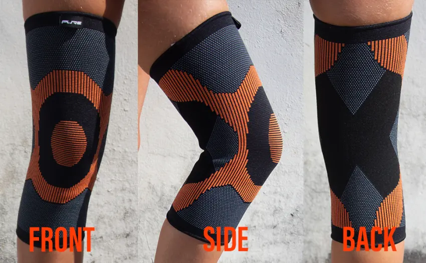 Knee Compression Sleeve Support Stabilizer - Knee Pain Relief for Men Women (Medium Black-Grey-Orange) Medium Black-Grey-Orange - knee sleeve brace
