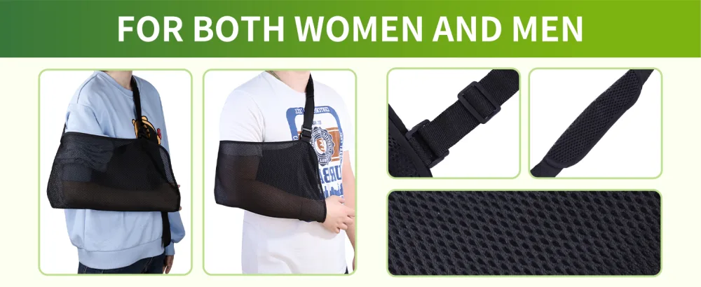 Arm Support Sling for Elbow Wrist Upper Arm Shoulder Injuries Lightweight Breathable Adjustable Arm Sling for Left or Right for Women and Men - Large Black - ARM sling