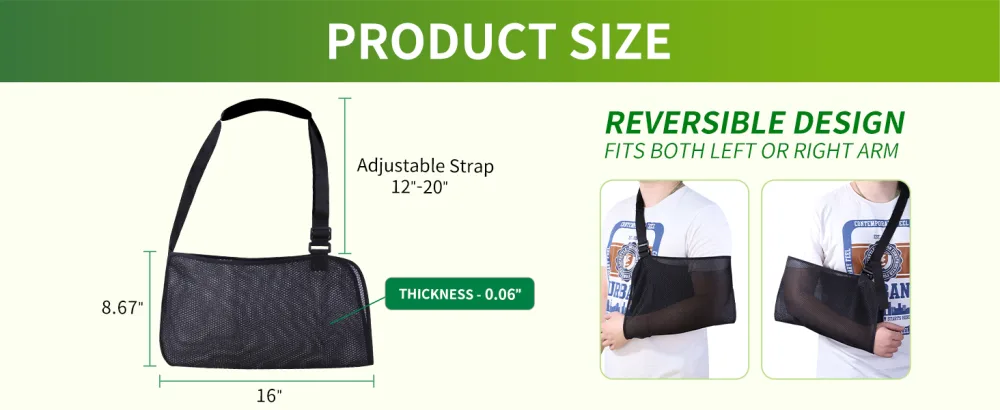 Arm Support Sling for Elbow Wrist Upper Arm Shoulder Injuries Lightweight Breathable Adjustable Arm Sling for Left or Right for Women and Men - Large Black - ARM sling