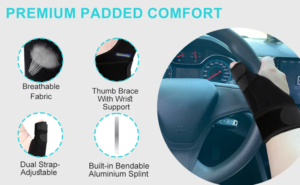 Reversible Thumb & Wrist Stabilizer Compression Splint BlackBerry Thumb Trigger Finger Pain Relier Arthritis Tendonitis Sprains Strains Carpal Tunnelr - Adjustable Wrist Strap (Small/Medium) Black Small/Medium - wrist brace premium padden comfort