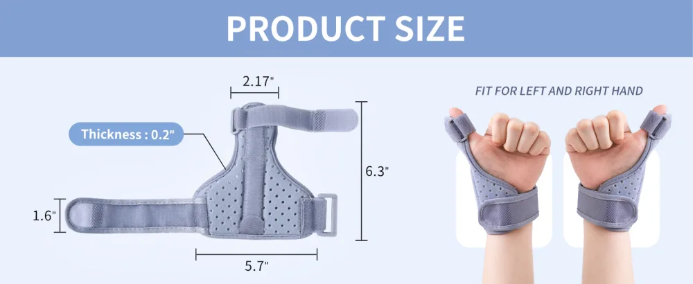 Thumb Splint Trigger Thumb Brace for Pain Sprain Arthritis Tendonitis Wrist Support Stabilizer for Left or Right Hand - Single Grey - thumb brace