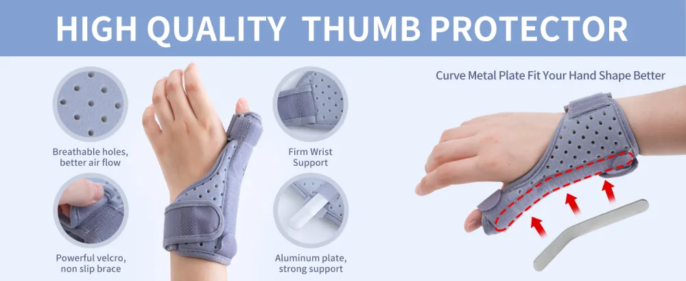 Thumb Splint Trigger Thumb Brace for Pain Sprain Arthritis Tendonitis Wrist Support Stabilizer for Left or Right Hand - Single Grey - thumb brace