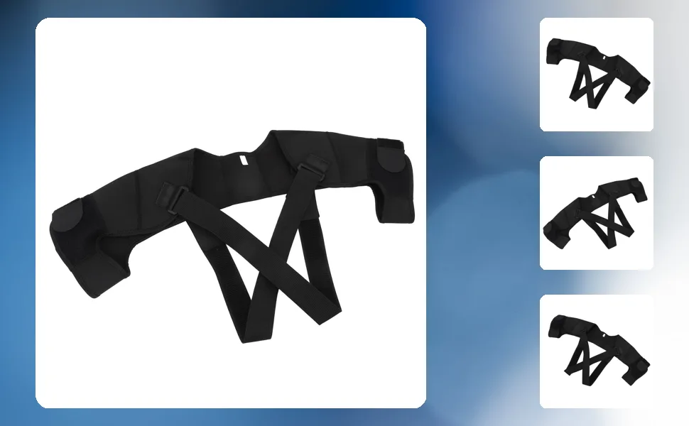 Oumefar Double Shoulder Support Strap Versatile Shoulder Stability Brace Adjustable Prevent Injuries Breathable for Running (L Size) - 2719240011813-1
