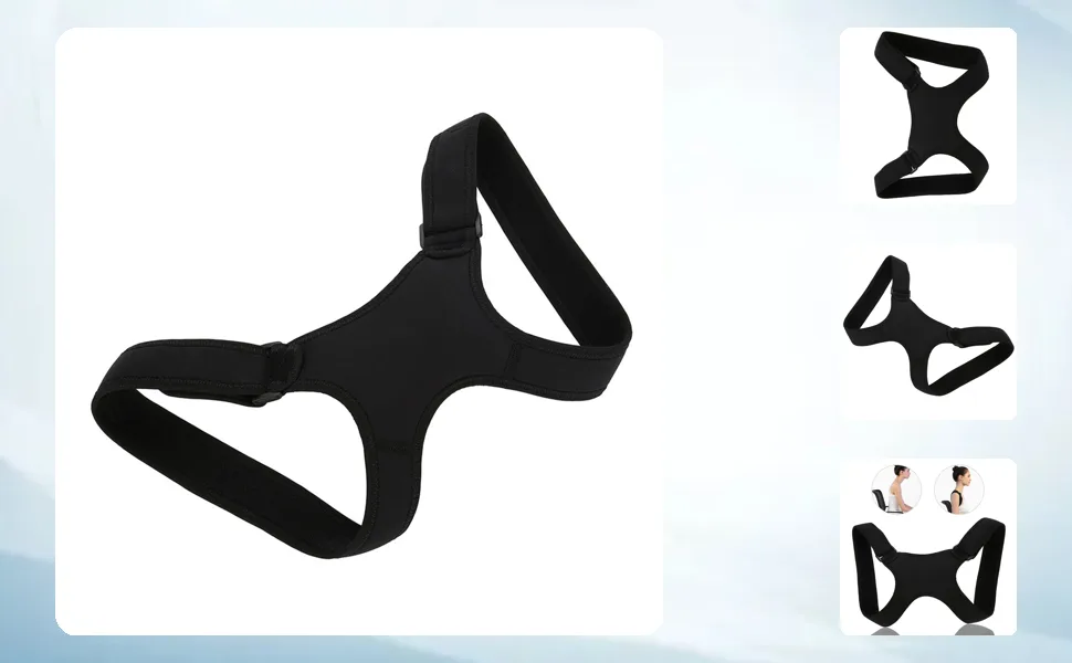 Adjustable Back Brace Posture Corrector Back Support Brace for Women Men Upper Back Shoulder Posture Trainer Pain Relief Corrector Brace Shoulder Posture Correction Band Black - JM08296-1