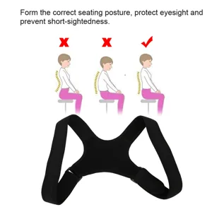 Adjustable Back Brace Posture Corrector Back Support Brace for Women Men Upper Back Shoulder Posture Trainer Pain Relief Corrector Brace Shoulder Posture Correction Band Black - JM08296-3