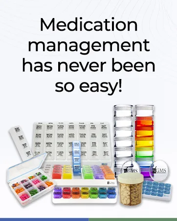 GMS 7 Day Medicine Pill Organizer - Stackable Pill Box Extra Small Size Ideal for Travel - Fits Small Tablets Pills & Vitamin Supplements - Keep Your Daily & Weekly Medicine Organized in One Place Rainbow - medication management