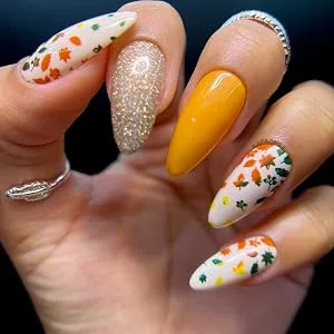 Maniology Season Gradients Nail Stamping Plate Gradient Fall-Theme Inspired Manicure - colored nails with gradient autumn leaves nail designs