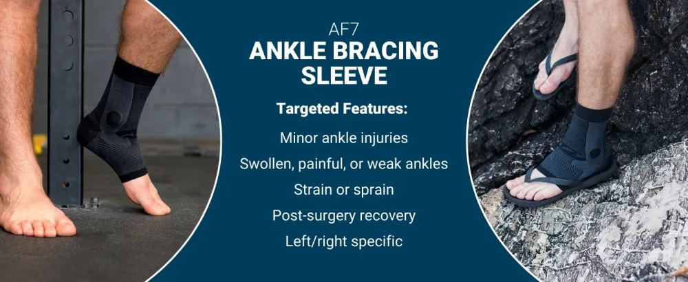 OS1st AF7 Ankle Bracing Sleeve helps stabilize weak ankles assist with inversion sprains relieve Achilles tendonitis Right Medium - AF7 Ankle Sleeve