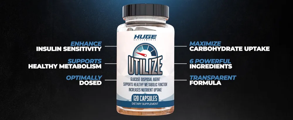 Huge Supplements Utilize Carb Blocker Nutrient Partitioner Support Healthy Metabolic Function with 1.5g Berberine 500mg Bitter Melon 125mg Cinnamon & More (120 Capsules) - maximize carbohydrate uptake