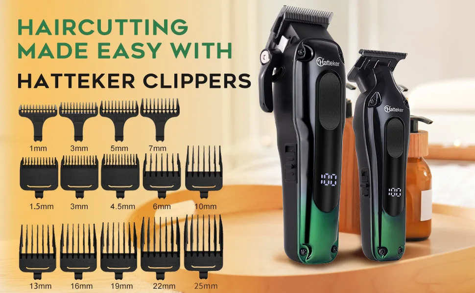 Hatteker Professional Hair Clippers for Men Cordless Clippers and Trimmers Set Barber Clippers Set Rechargeable Beard Trimmer - 656-1
