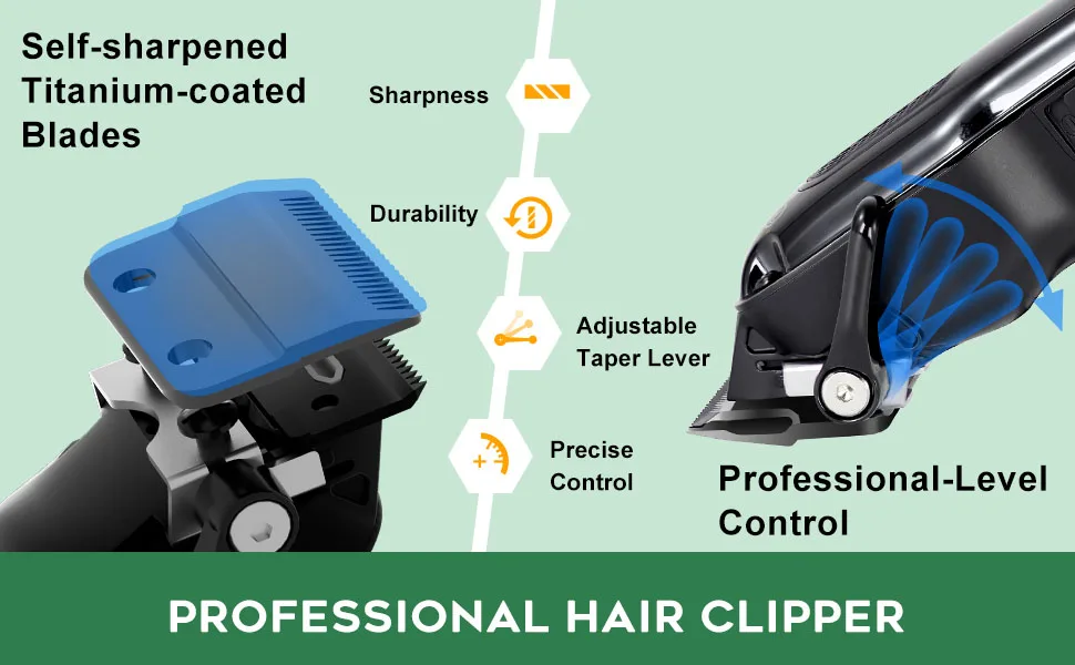 Hatteker Professional Hair Clippers for Men Cordless Clippers and Trimmers Set Barber Clippers Set Rechargeable Beard Trimmer - 656-2