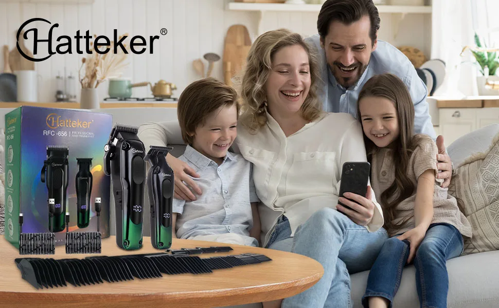 Hatteker Professional Hair Clippers for Men Cordless Clippers and Trimmers Set Barber Clippers Set Rechargeable Beard Trimmer - 656-7